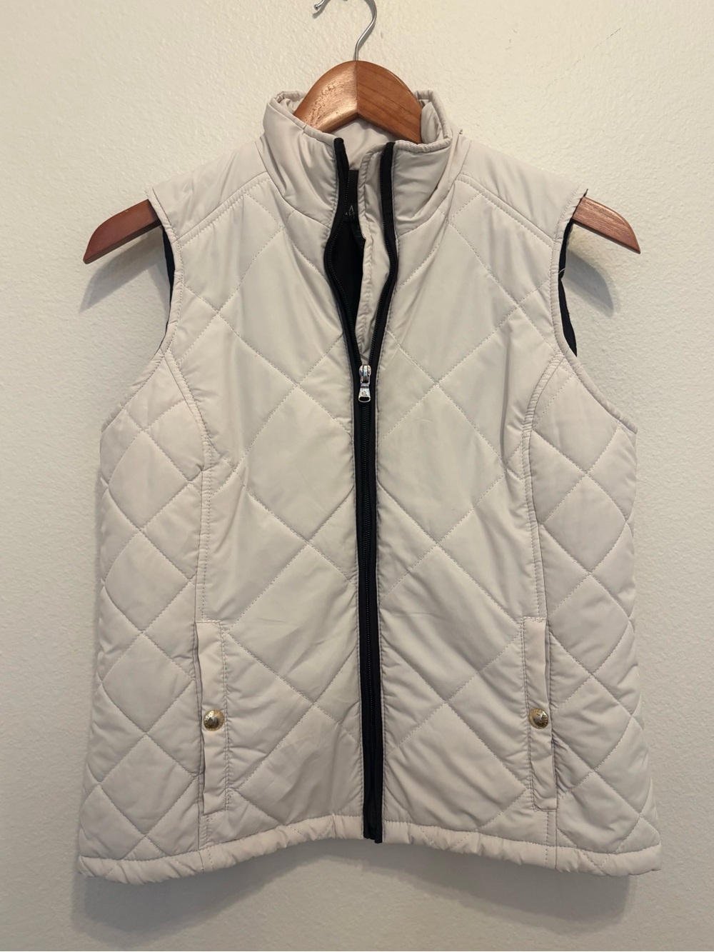Vintage Lauren Ralph Lauren Quilted Puffer Vest / Cream / Petite Medium